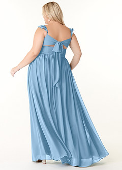 Azazie Metz Bridesmaid Dresses Steel Blue A-Line Sweetheart Ruched Chiffon Dress image8