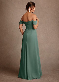 Azazie Amherst Mother of the Bride Dresses Sea Moss A-Line Off the Shoulder Chiffon Dress image3