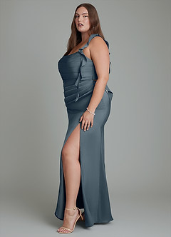 Azazie Jessamine Bridesmaid Dresses Twilight Sheath Corset Stretch Satin Dress image13