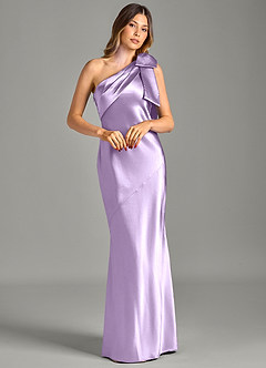 Azazie Yuanna Brudtärnklänningar Klä av Sjöjungfru i Metallisk satin Ena axeln Lila image3