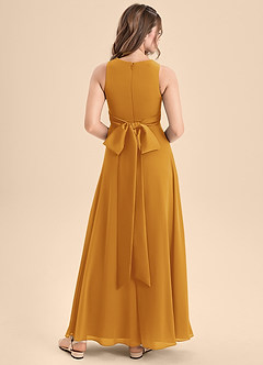 Azazie Lilenne Junior Butterscotch A-Line Bow Chiffon Dress image2