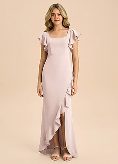 Azazie Demi Junior Robe Sirène en Satin extensible Arc Rose Pâle image5