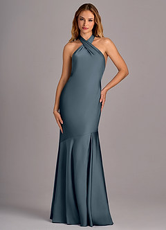 Azazie Lorena Bridesmaid Dresses Twilight Mermaid Pleated Stretch Satin Dress image4
