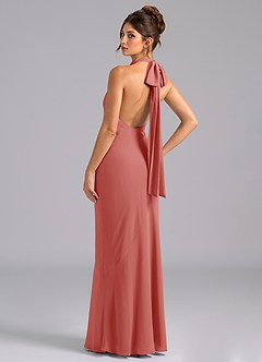 Azazie Velli 신부 들러리 드레스 인어 하이넥 쉬폰 바닥 길이 드레스 image7