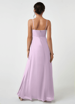 Azazie Collette Junior Frosted Lilac A-Line Ruched Chiffon Dress image2