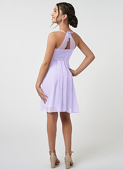 Azazie Ginny Junior Lilac A-Line Pleated Chiffon Dress image4