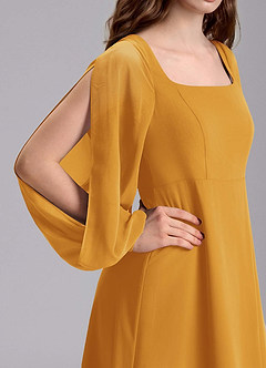 Azazie Bondi Junior Abito A-Line in Chiffon Blusa Caramello image8