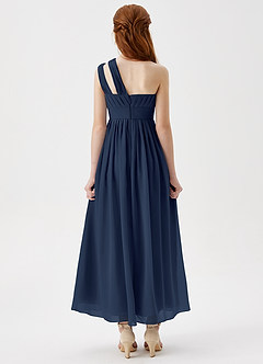 Azazie Anissa Junior Dark Navy A-Line Pleated Chiffon Dress image2