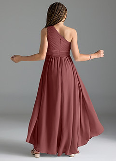 Azazie Mathilda Junior Robe Trapèze en Mousseline de soie Plissée Améthyste image2