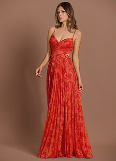 Mariselle Tangerine Pleated Maxi Dress image5
