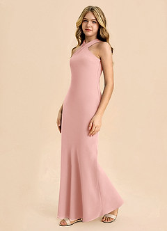Azazie Doretta Junior Rosette Sheath Pleated Chiffon Dress image4