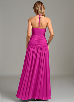Azazie Vashti Bridesmaid Dresses Fuchsia A-Line Chiffon Dress image2