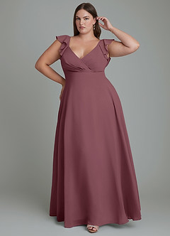Azazie Leilani Bridesmaid Dresses Sangria A-Line Pleated Chiffon Dress image6