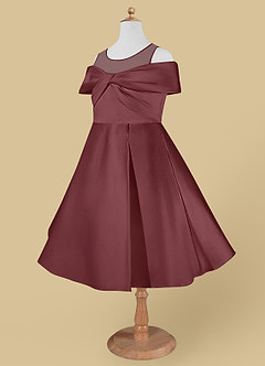 Azazie Shirin vestidos de niña de las flores Vestido de Rosa Del Desierto de Satin Mate de Acampanado con Vestidos sin tirantes image7