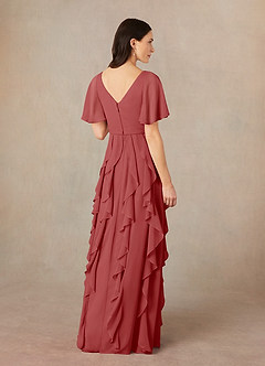 Azazie Watson Mother of the Bride Dresses Rust A-Line V-Neck Chiffon Dress image4