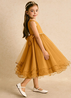 Azazie Lass vestidos de niña de las flores Vestido de Caramelo de Tul de Corte En A con Lazo image4