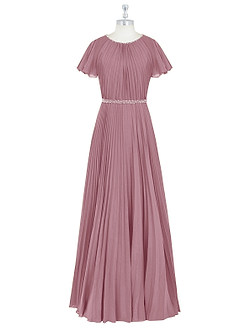 Azazie Kara Modest Bridesmaid Dresses A-Line Pleated Chiffon Floor-Length Dress image7