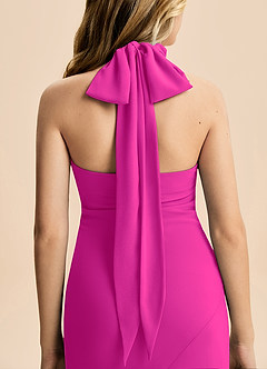 Azazie Velli Junior Meerjungfrau-Linie Hoher Kragen Chiffon Kleid Fuchsia image6