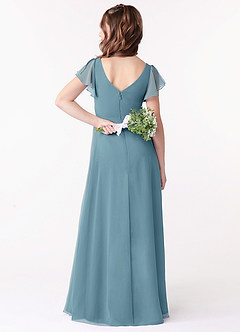 Azazie Omari Junior Moody Blue A-Line Ruched Chiffon Dress image2