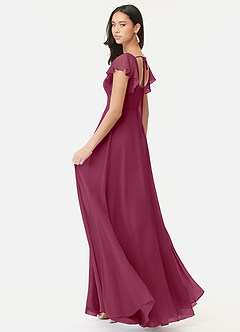 Azazie Bondi Bridesmaid Dresses Mulberry A-Line Ruffled Chiffon Dress image5