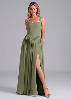 Azazie Francis Bridesmaid Dresses Pistachio A-Line Corset Chiffon Dress image3