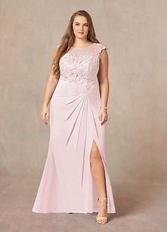 Azazie Libby Kleider für die Brautmutter A-Linie Schaufel Pailletten Chiffon Kleid Zartrosa image7