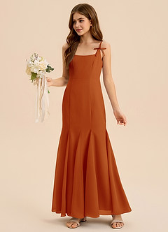 Azazie Evey Junior Paprika Mermaid Pleated Chiffon Dress image4