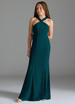 Azazie Rue Junior Pine Mermaid Side Slit Chiffon Dress image1