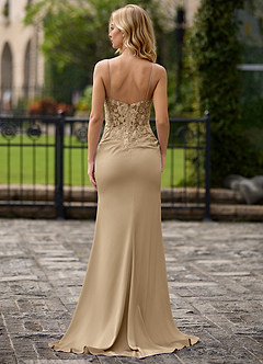 Pizzo Champagne Floral Lace Corset Mermaid Prom Dress image2