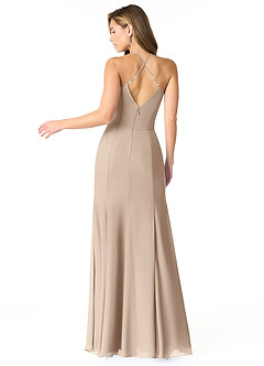 Azazie Carolina Final Sale Taupe Mermaid Ruched Chiffon Dress image3