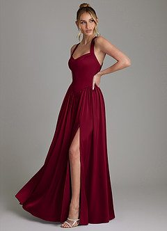 Azazie Francis Bridesmaid Dresses Burgundy A-Line Corset Stretch Satin Dress image5