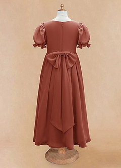 Azazie Joss Flower Girl Dresses Auburn A-Line with Sleeves Chiffon Dress image6