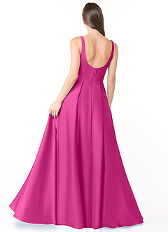 Azazie Neve Brudtärnklänningar Klänning av Balklänning i Stretch Satin med fickor Fuchsia image2