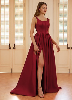 Blakellya Burgundy A-line Boned Corset Prom Dress image6