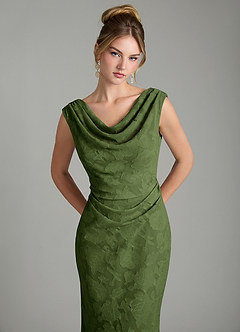 Azazie Kieryn Bridesmaid Dresses Olive Mermaid Pleated Floral Burnout Dress image6