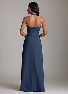 Azazie Clarisa Bridesmaid Dresses Dark Navy A-Line Pleated Chiffon Dress image2
