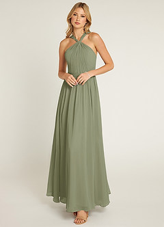 Azazie Jacey At-home Try On Dresses Desert Rose A-Line Pleated Chiffon Dress image1