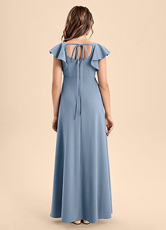 Azazie Bondi Junior Dusty Blue A-Line Side Slit Stretch Crepe Dress image2