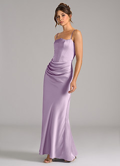 Azazie Debby Jurken voor bruidsmeisjes Converteerbaar Jurk van Stretch Satijn met Zeemeermin Strapless Frosted Lila image6