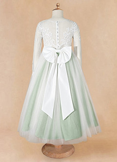Azazie Elodie vestidos de niña de las flores Vestido de Marfil Matcha de Encaje de Princesa image11