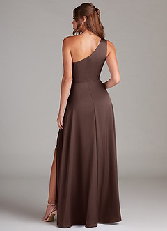Azazie Brooke Bridesmaid Dresses Ganache A-Line One Shoulder Stretch Satin Dress image7