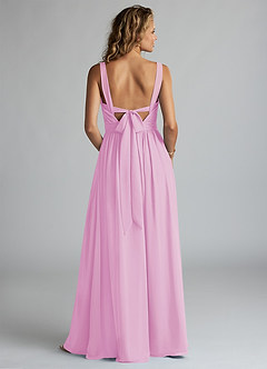 Azazie Aziza Bridesmaid Dresses Candy Pink A-Line V-Neck Pleated Chiffon Dress image4