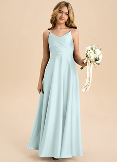 Azazie Bug Junior Robe Trapèze en Satin extensible Plissée Verre De Mer image6