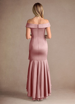 Azazie Billings Mother of the Bride Dresses Dusty Rose Mermaid Off the Shoulder Stretch Satin Dress image4
