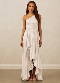 Christian Siriano Bridal for Azazie 1008 Bridesmaid Dresses White Alabaster A-Line One Shoulder Stretch Satin Dress image8