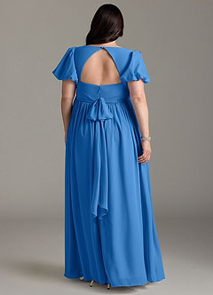 Azazie Madisynn Brautjungfernkleider für Schwangere Schleifen Chiffon Bodenlänge Kleid image6