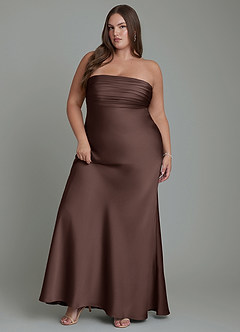 Azazie Saylor Vestidos de damas de honor Vestido Ganache de Satén Elástico de Corte Sirena con Palabra de honor image11