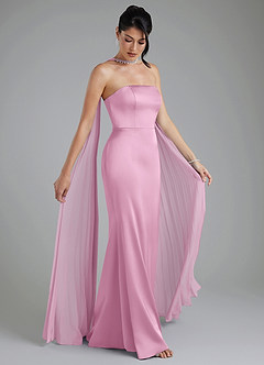 Azazie Tyler Robes de demoiselle d'honneur Robe Fourreau Convertible en Satin extensible Sans bretelles Rose Bonbon image9