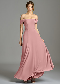 Azazie Oasis Bridesmaid Dresses Dusty Rose A-Line with Pockets Chiffon Dress image4