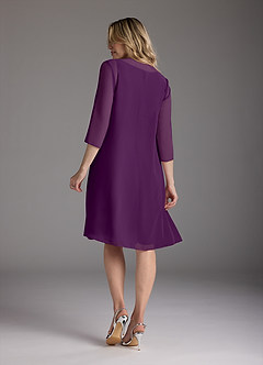 Azazie Shirley Mother of the Bride Dresses Grape A-Line Scoop Pleated Chiffon Dress image3